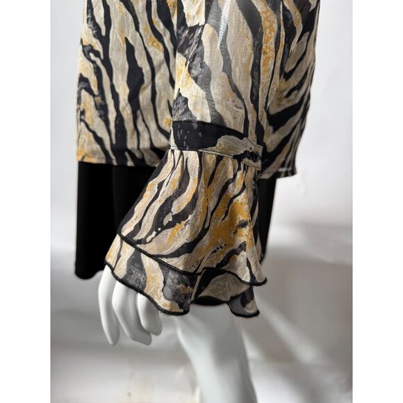 Coldwater Creek M Zebra Silk Print Ruffled Blouse Lined - Picture 11 of 16
